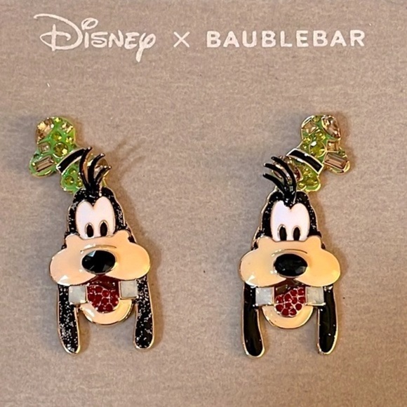 Brand New Disney BaubleBar Goofy Post Earrings Dog Sparkly Crystal Colorful - Picture 7 of 10